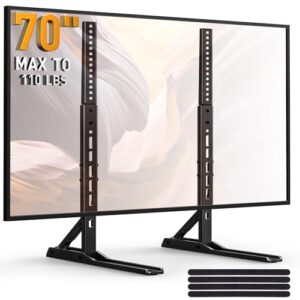 PERLESMITH Universal TV Stand Mount for 22-70 Inch TVs, Height Adjustable Table Top TV Stand, Great Load-Bearing Replacement TV Legs with Tempered Glass Holds up to 110lbs, Max VESA 800 x 600mm
