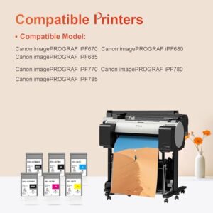 INK+ 6Pcs Ink Cartridges Replacement for Canon PFI-107,Work with ImagePROGRAF IPF670 IPF680 IPF685 IPF770 IPF780 IPF785(2MBK,1BK,1C,1M,1Y),Matte Black,Black,Cyan,Magenta,Yellow