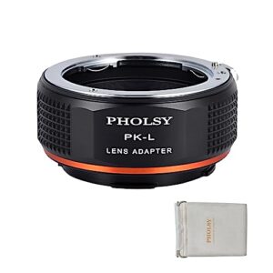 PHOLSY Lens Mount Adapter PK to L Compatible with Pentax K PK Mount Lens to Leica L Mount Camera Body Compatible with Leica SL2, SL2-S, CL, TL2, Lumix S5, S1, BS1H, Sigma fp, fp L