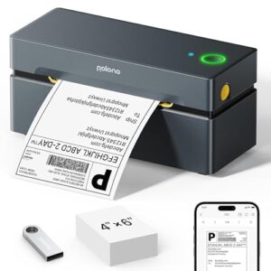 POLONO Bluetooth Thermal Shipping Label Printer, Wireless 4×6 Shipping Label Printer for Small Business, Support iOS, Android, Windows and Mac, Compatible with Amazon, Ebay, Shopify, Etsy, USPS (Grey)