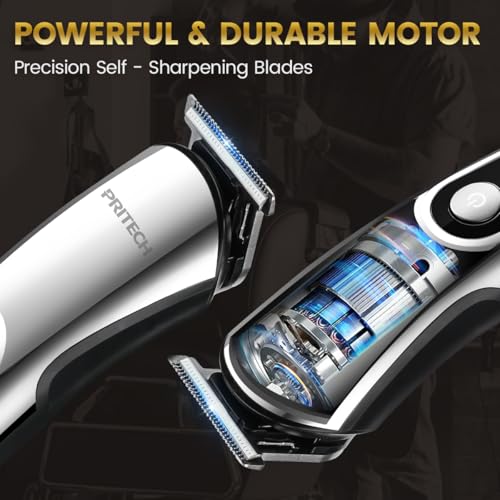 PRITECH Beard Trimmer for Men, 3 in 1 Hair Clippers for Men Kit, Nose,Ear,Micro Electric Shaver, Mens Grooming Set Cordless with LED Display IPX6 Waterproof (Silver) - Image 5