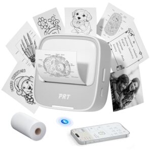 PRT Sticker Printer, Mini Thermal Printer Bluetooth Portable Sticker Maker with 1 Roll Paper, Print Pod, for Study Notes, Pictures, Labels, DIY, Multiple Templates for Phones & Tablets