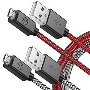 PS4 Controller Long Charger Cable – 2 Pack 10FT Nylon Braided Micro USB Charging Play Cord Data Sync Wire with Flush Fit Connector for PlayStation 4 Accessories