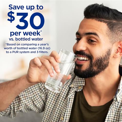 PUR PLUS Vertical Faucet Mount Water Filtration System, Lead-Reducing Filter, Great-Tasting Water, Easy Install, Lasts 100 Gallons, Compatible with Sinks with External Aerators, Grey - Image 4