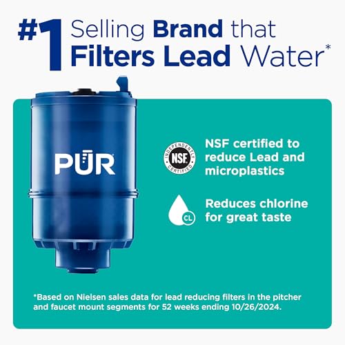 PUR PLUS Vertical Faucet Mount Water Filtration System, Lead-Reducing Filter, Great-Tasting Water, Easy Install, Lasts 100 Gallons, Compatible with Sinks with External Aerators, Grey - Image 5
