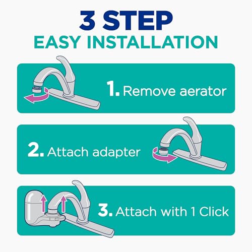 PUR PLUS Vertical Faucet Mount Water Filtration System, Lead-Reducing Filter, Great-Tasting Water, Easy Install, Lasts 100 Gallons, Compatible with Sinks with External Aerators, Grey - Image 6