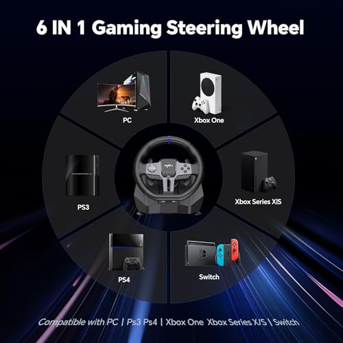 PXN PC Steering Wheel, V9 GEN2 Universal Usb Car Sim 270/900 Degree Race Steering Wheel with 3-Pedals and Shifter Bundle for PC, Xbox One, Xbox Series X/S, PS4, PS3 - Image 6