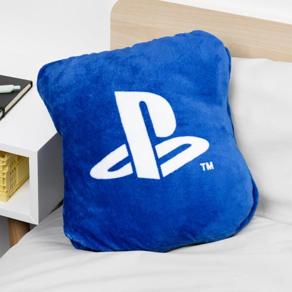 Paladone PlayStation 2-in-1 Cushion Blanket - Officially Licensed Travel Blanket, Foldable Soft Fluffy Throw, Compact Design for Gaming Room or Bedroom Decor - Image 3