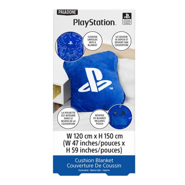 Paladone PlayStation 2-in-1 Cushion Blanket - Officially Licensed Travel Blanket, Foldable Soft Fluffy Throw, Compact Design for Gaming Room or Bedroom Decor - Image 8