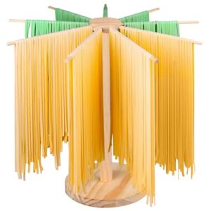 Pasta Drying Rack, Large Wood Pasta Rack Drying Collapsible for Easy Storage, Kitchenaid Pasta Attachment, for Fresh Pasta Making Spaghetti Dryer Hanger Stand