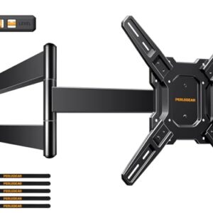 Perlegear Long Arm TV Wall Mount for 26-65 inch TVs up to 100 lbs, Corner TV Mount Bracket with 31.65” Extension, Swivel, Tilt Articulating Arms, Full Motion Wall Mount, Max VESA 400x400mm PGMF25B