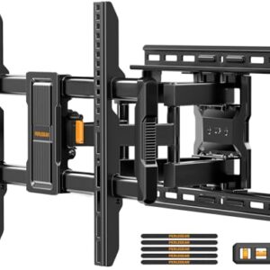Perlegear UL-Listed Full Motion TV Wall Mount for 40–86 Inch Flat Curved TVs up to 132 lbs, 12″/16″ Wood Studs, TV Mount Bracket with Tool-Free Tilt, Swivel, Extension, Max VESA 600 x 400mm, PGLF15