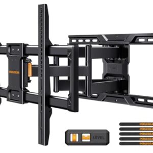 Perlegear UL-Listed Full Motion TV Wall Mount for 42–90 Inch TVs up to 150 lbs, Pre-Assembled TV Mount with Tool-Free Tilt, Swivel, Extension, Max VESA 600 x 400mm, 12″/16″/18″/24″ Wood Studs, PGLF16