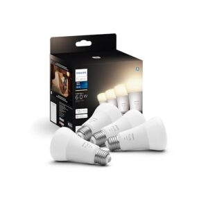 Philips Hue Smart 60W A19 LED Bulb – Soft Warm White Light – 4 Pack – 800LM – E26 – Indoor – Control with Hue App – Works with Alexa, Google Assistant and Apple Homekit