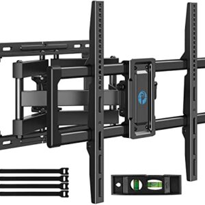 Pipishell Full Motion TV Wall Mount for 40–82 inch Flat or Curved TVs, Smooth Swivel & Extension, Tool-Free Tilt with Heavy-Duty Arms, Max VESA 600x400mm up to 110 lbs, Fits 12″/16″ Wood Studs, PILF11
