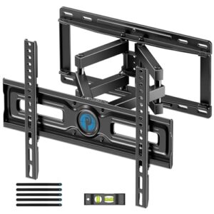 Pipishell TV Wall Mount, Full Motion Wall Mount with Dual Arms, Swivel, Extension for 26-65 inch Flat or Curved TVs up to 99 lbs, Max VESA 400x400mm, 3 Bracket Heights, Fits 12″/16″ Wood Studs, PIMF4