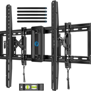 Pipishell UL Listed TV Wall Mount for 42–90 inch TVs up to 132 lbs, Advanced Tilt TV Mount with 15° Full Tilt, 6-inch Arm Extension, Slide to Center, Max VESA 600x400mm, 16″/18″/24″ Wood Studs, PIAT3