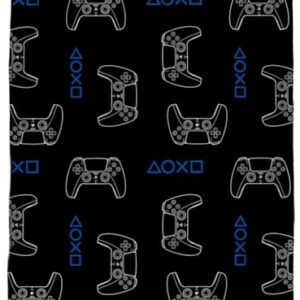 PlayStation Controller Throw Blanket – Measures 46 x 60 Inches – Kids Super Soft Fleece Gamer Bedding
