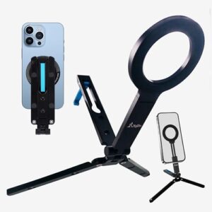 Pocket Phone Tripod Magnetic Stretchable Foldable Phone Tripod Stand Smartphone Desk Holder Equipped with Standard 1/4 inch Screw Thread,Ideal for iPhone 16/15/14/13/12,Video,vlog,Travel