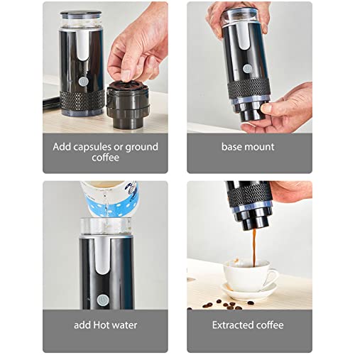 Portable Coffee Machine Compatible for Capsules and Ground Coffee, Rechargeable Handheld Manually Operated Mini Coffeemaker Machine for Car Travel Camping Hiking - Image 4