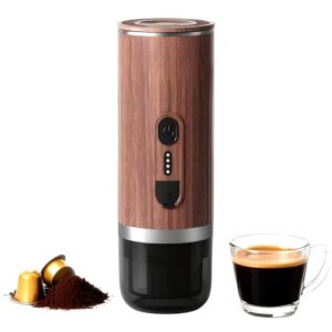 Portable Electric Espresso Machine – Self-Heating USB-C Car Coffee Maker for RV/Travel, Wireless Capsule Coffee Compatible with Ground & Pods for Hiking/Office