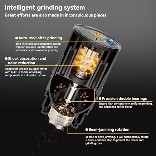 Portable Pour Over Coffee Maker, Rechargeable Electric Grinder with Stainless Steel Conical Burr, Integrated Hand Brew Kit with Stainless Steel Filter Dripper & Travel Mugs, for Camping, Outdoors - Image 5