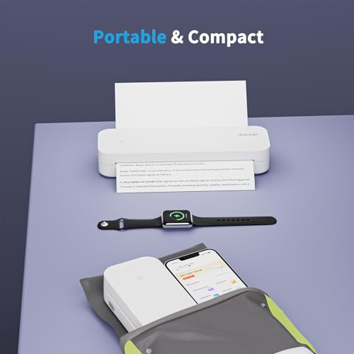 Portable Printer, Portable Printers Wireless for Travel, Inkless-Thermal-Small-Printer, Support A4&A5 & 8.5 x 11inch Thermal Papers, Support iOS, Android, Windows (with 3 Roll Papers & Case) - Image 3