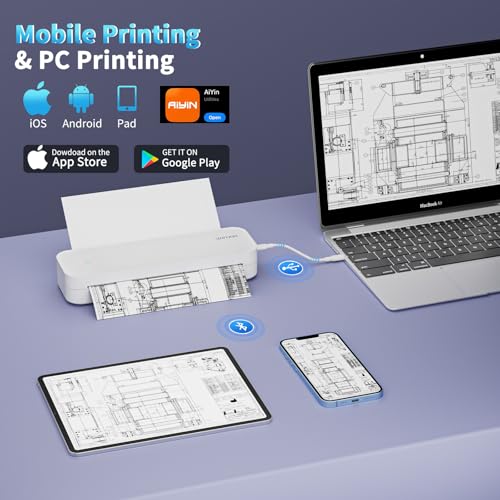 Portable Printer, Portable Printers Wireless for Travel, Inkless-Thermal-Small-Printer, Support A4&A5 & 8.5 x 11inch Thermal Papers, Support iOS, Android, Windows (with 3 Roll Papers & Case) - Image 4