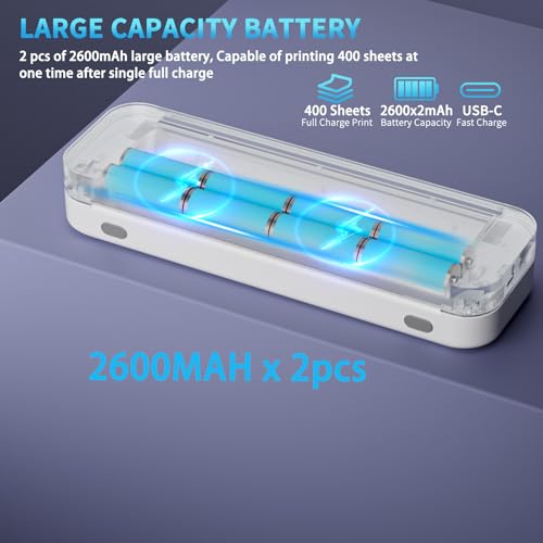 Portable Printer, Portable Printers Wireless for Travel, Inkless-Thermal-Small-Printer, Support A4&A5 & 8.5 x 11inch Thermal Papers, Support iOS, Android, Windows (with 3 Roll Papers & Case) - Image 5