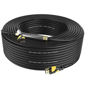 Postta HDMI Cable(100 Feet Yellow) HDMI 2.0V with Built-in Signal Booster-Support 4K,3D,1080P,Ethernet,Audio Return-1 Pack