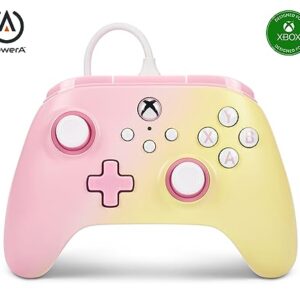 PowerA Advantage Wired Controller for Xbox Series X|S – Pink Lemonade, Xbox Controller with Detachable 10ft USB-C Cable, Mappable Buttons, Trigger Locks and Rumble Motors, Officially Licensed for Xbox