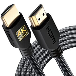 PowerBear 4K HDMI Cable 15 ft [2 Pack] High Speed, Braided Nylon & Gold Connectors, 4K @ 60Hz, Ultra HD, 2K, 1080P, ARC & CL3 Rated | for Laptop, Monitor, PS5, PS4, Xbox One, Fire TV, Apple TV & More