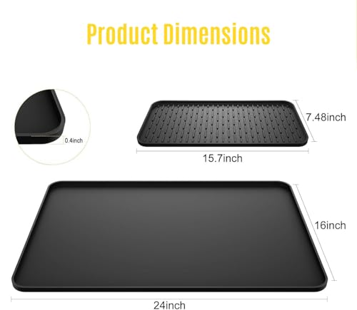Premium Silicone Coffee Mat 24"x16" - Detachable Heat-Resistant Non-Slip Pad for Countertops, Fits Under Coffee Maker & Espresso Machine, Easy Clean Coffee Bar Mat for Countertop (Black) - Image 3