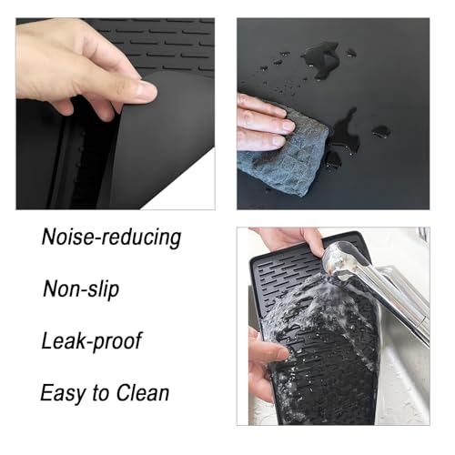 Premium Silicone Coffee Mat 24"x16" - Detachable Heat-Resistant Non-Slip Pad for Countertops, Fits Under Coffee Maker & Espresso Machine, Easy Clean Coffee Bar Mat for Countertop (Black) - Image 4