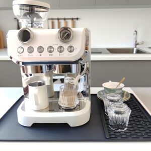 Premium Silicone Coffee Mat 24″x16″ – Detachable Heat-Resistant Non-Slip Pad for Countertops, Fits Under Coffee Maker & Espresso Machine, Easy Clean Coffee Bar Mat for Countertop (Black)