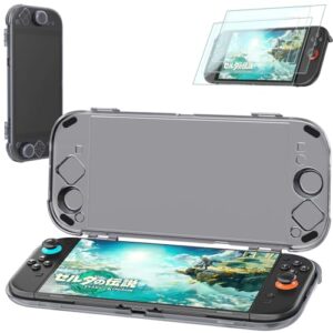 Protective Case Compatible with Nintenndo Switch 2,Hard Protector Cover Accessories for Switch 2, for NSwitch 2 Cover —「Includes Black Case, Screen Tempered Film, Port Dust Plug, Joystick Cap」