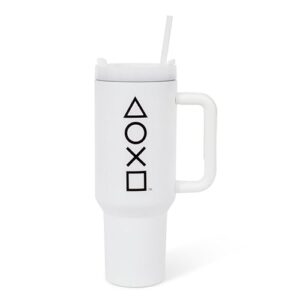 Pyramid America PlayStation Controller Icons Metal Travel Tumbler With Leak-Resistant Lid and Reusable Straw | Holds 40 Ounces