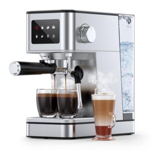 QJA Espresso Machine with Touch Screen, 20 Bar Compact Espresso Maker with Milk Frother & 57.5oz Removable Water Tank for Home, Stainless Steel Coffee Machine for Cappuccino, Latte, 2025 updated model