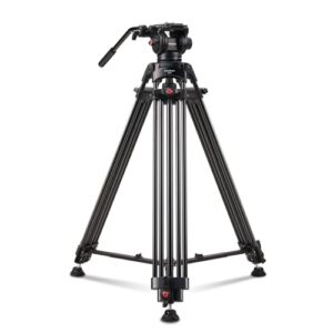 RAUBAY 70.8″ Professional Heavy Duty Video Camera Tripod with Fluid Head, QR Plate for DSLR Camcorder, Max Loading 17.6lbs, Aluminum Twin Tube Leg with Metal Mid-Level Spreader DV-1 PRO