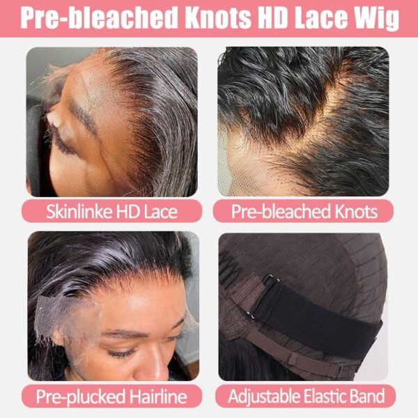 RENUS 13x4 Deep Wave Lace Front Wigs Human Hair 180% Density Kinky Curly Lace Front Wig Hd Transparent Lace Frontal Wigs Pre Plucked Bleached Knots with Baby Hair Wet and Wavy Natural Black 22 Inch - Image 6