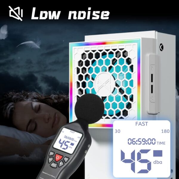RGB Cooling Fan for Xbox Series S Console with 3 Adjustable Fan Speed, High Speed Fan Cooler System for Xbox Series S Accessories, Fits Horizontal or Vertical Placement, White - Image 4