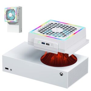 RGB Cooling Fan for Xbox Series S Console with 3 Adjustable Fan Speed, High Speed Fan Cooler System for Xbox Series S Accessories, Fits Horizontal or Vertical Placement, White