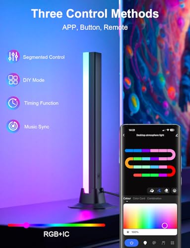 RGB Light Bar, Smart LED Light Bar Work with Alexa, Music Sync, APP & Remote Control, USB Powered TV Backlight, Color Changing Ambient Lighting for Room PC Monitor Gaming Desk (Adapter not Included) - Image 4
