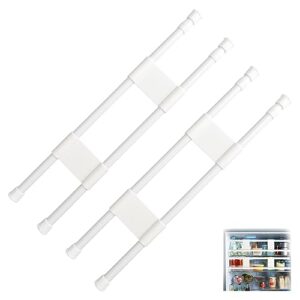 RVGUARD Double RV Refrigerator Bar Adjustable Fridge Tension Rod Holds Food and Drinks in Place Extends Between 16″ and 28″ for Camper Refrigerator, Kitchen, Cupboard, Bookshelf（2Sets）