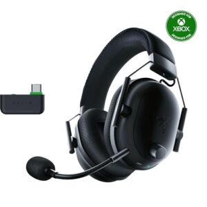 Razer BlackShark V2 Pro Wireless Xbox Gaming Headset: 50mm Drivers – Super Wideband Mic – Plush Noise Isolating Earcups – for Xbox, PS5, Console, PC, Mac – Bluetooth, USB-C – 70 Hr Battery – Black