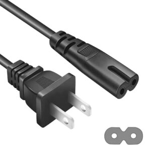 Replacement AC Power Cord Fit for Xbox Series X/S, PS5/PS4/PS3 Slim & Xbox One X/S – 2-Prong Cable Compatible with PlayStation 5/4/3 Super Slim Consoles