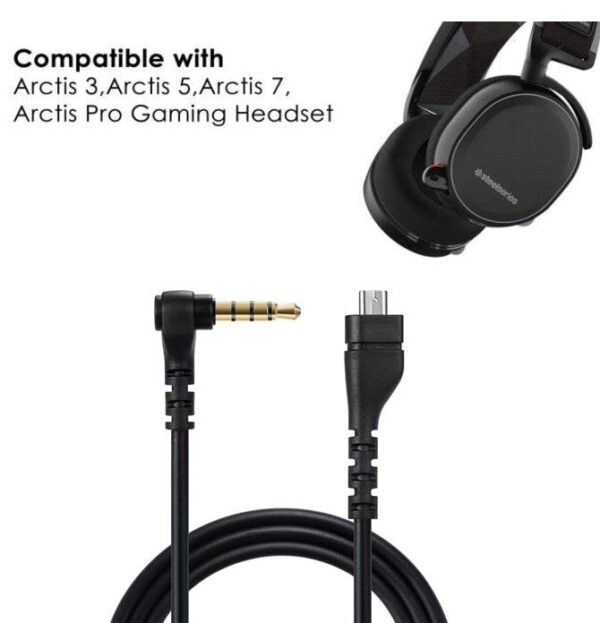 Replacement Audio Cable Cord, Compatible for SteelSeries Arctis 3 /Arctis 5/ Arctis 7 /Arctis Pro Wireless Gaming Headphones (Audio Cable, Black) - Image 3