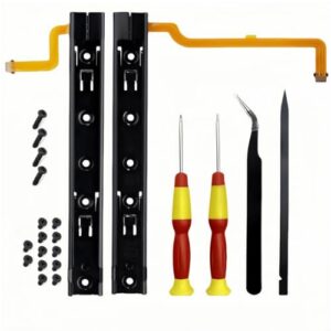 Right and Left Slide Rail Bracket for Nintendo Switch Replacement with Sensor Cable Console Slide Rail Bar NS Switch with Flex Cable and Console Screws Bracket Rebuild Track Accessories Repair Parts