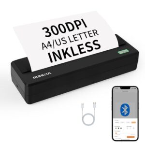 Rongta Portable Printer Wireless for Travel,300DPI Bluetooth Inkless Thermal Printer, for Office/School/Home Use,Compatible with Android,iOS & Laptop,Support 8.5″ X 11″ US Letter