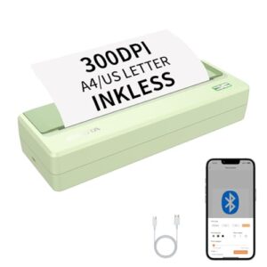 Rongta Portable Printer Wireless for Travel,300Dpi Bluetooth Inkless Thermal Small Printer for Office/School/Home Use,Compatible with Android,iOS & Laptop,Support 8.5″ X 11″ US Letter